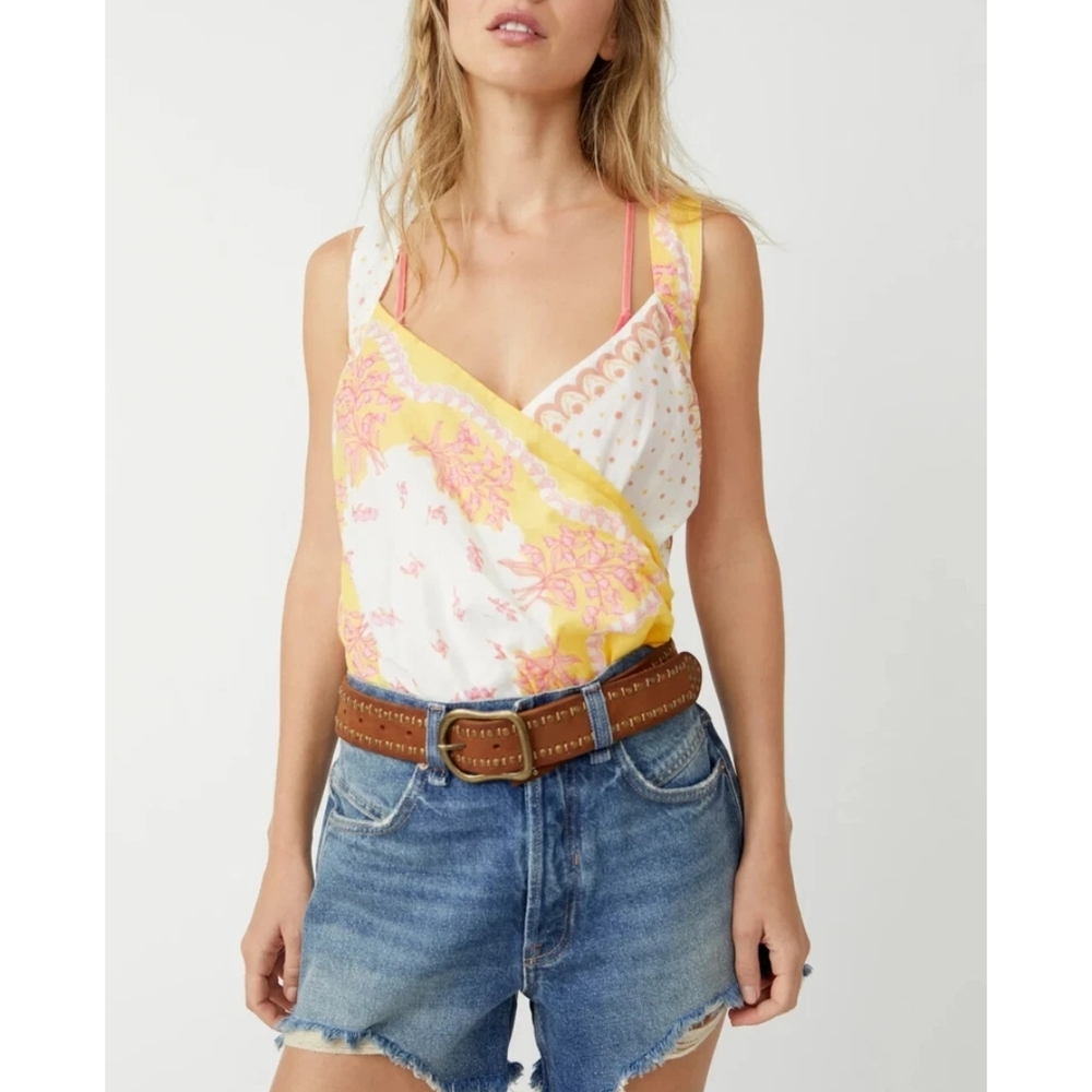 NWOT-Free People Sweet Thing Bodysuit- Marigold Combo